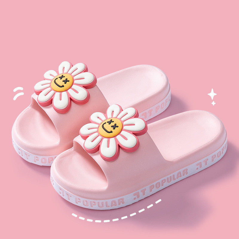 Summer Flower Slippers Women New Fashion Letter Garden Shoes Indoor Anti-Slip Floor Bathroom Bathing Home Slipper - Mubimart -  