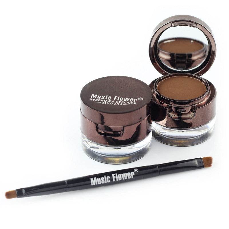 Music Flower Brown Black Gel Eyeliner Eyebrow Powder - Mubimart