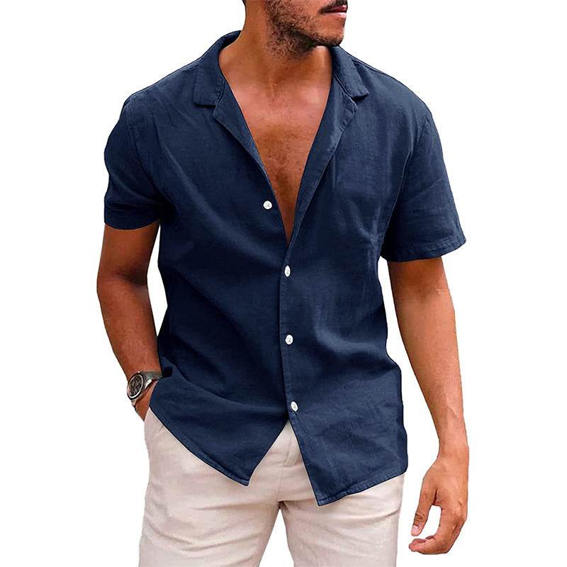 Men's Tops Casual Button Down Shirt Short Sleeve Beach Shirt Summer Mens Clothing - Mubimart