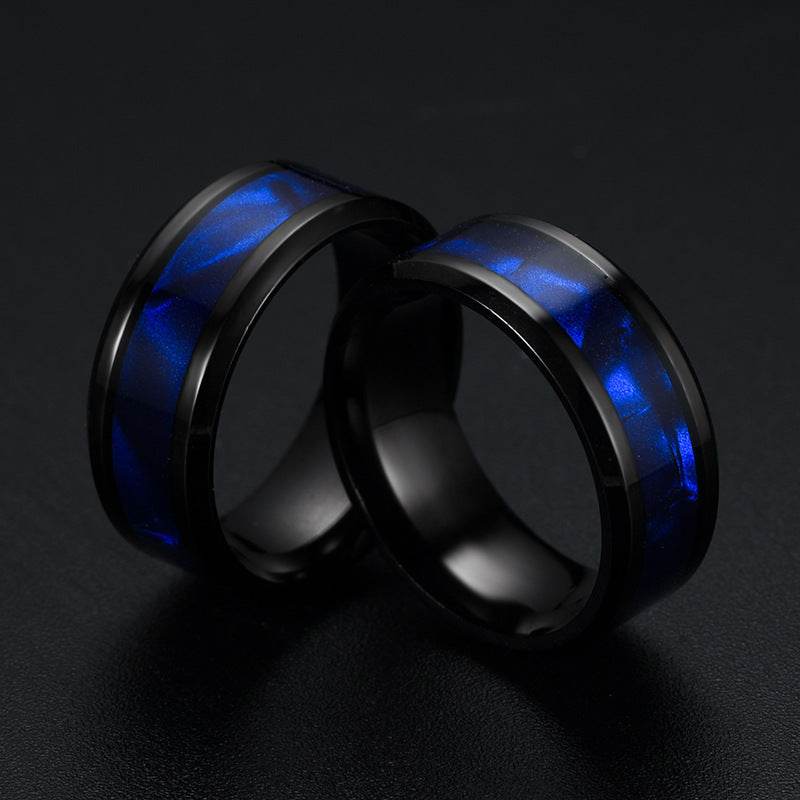 Blue Shell Titanium Steel Ring Fashion Personality Men And Women Ring - Mubimart
