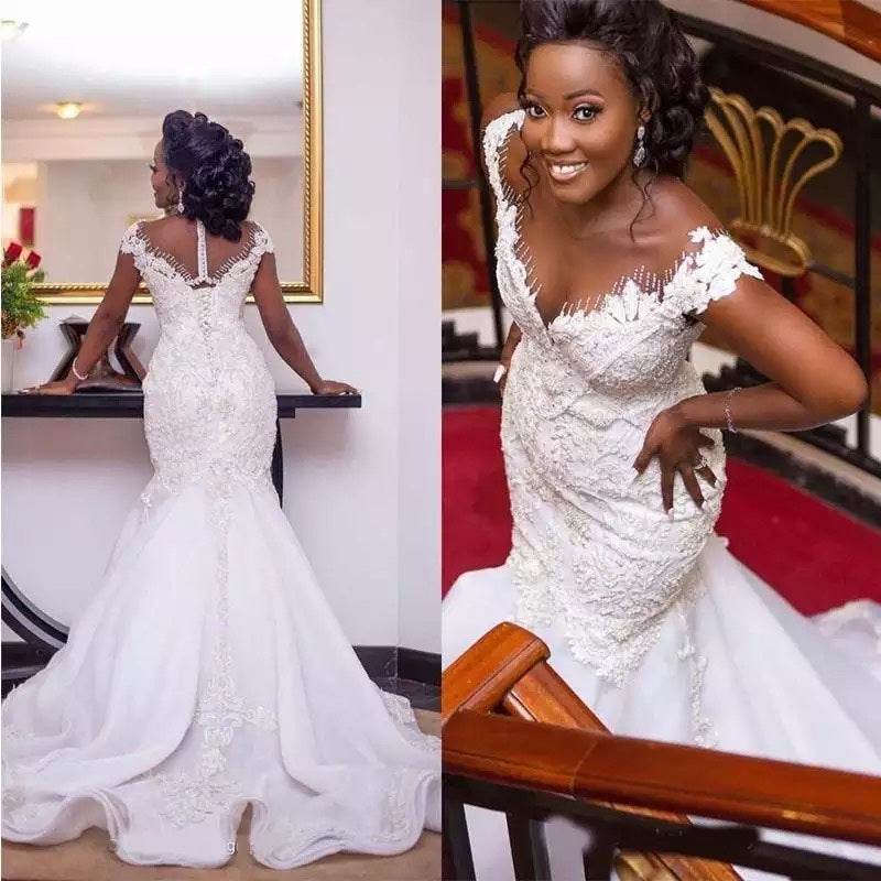 Mermaid Wedding Dresses Custom Made African Wedding Gowns - Mubimart