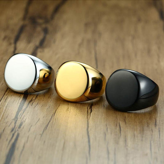 Round Ring Gold Men Fashion Trend - Mubimart