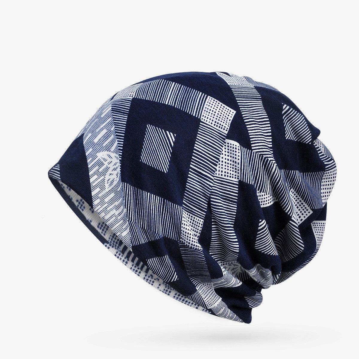 Hooded Cap And Bib Dual-use Men And Women Geometric Baotou Piled Hats - Mubimart