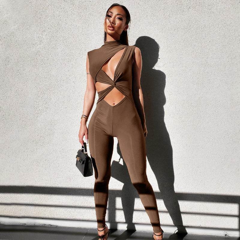 Hollow Out Exercise Fitness Jumpsuit Women - Mubimart
