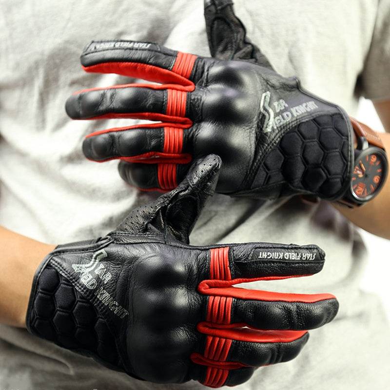 Leather Gloves Motorcycle Gloves Riding Gloves - Mubimart