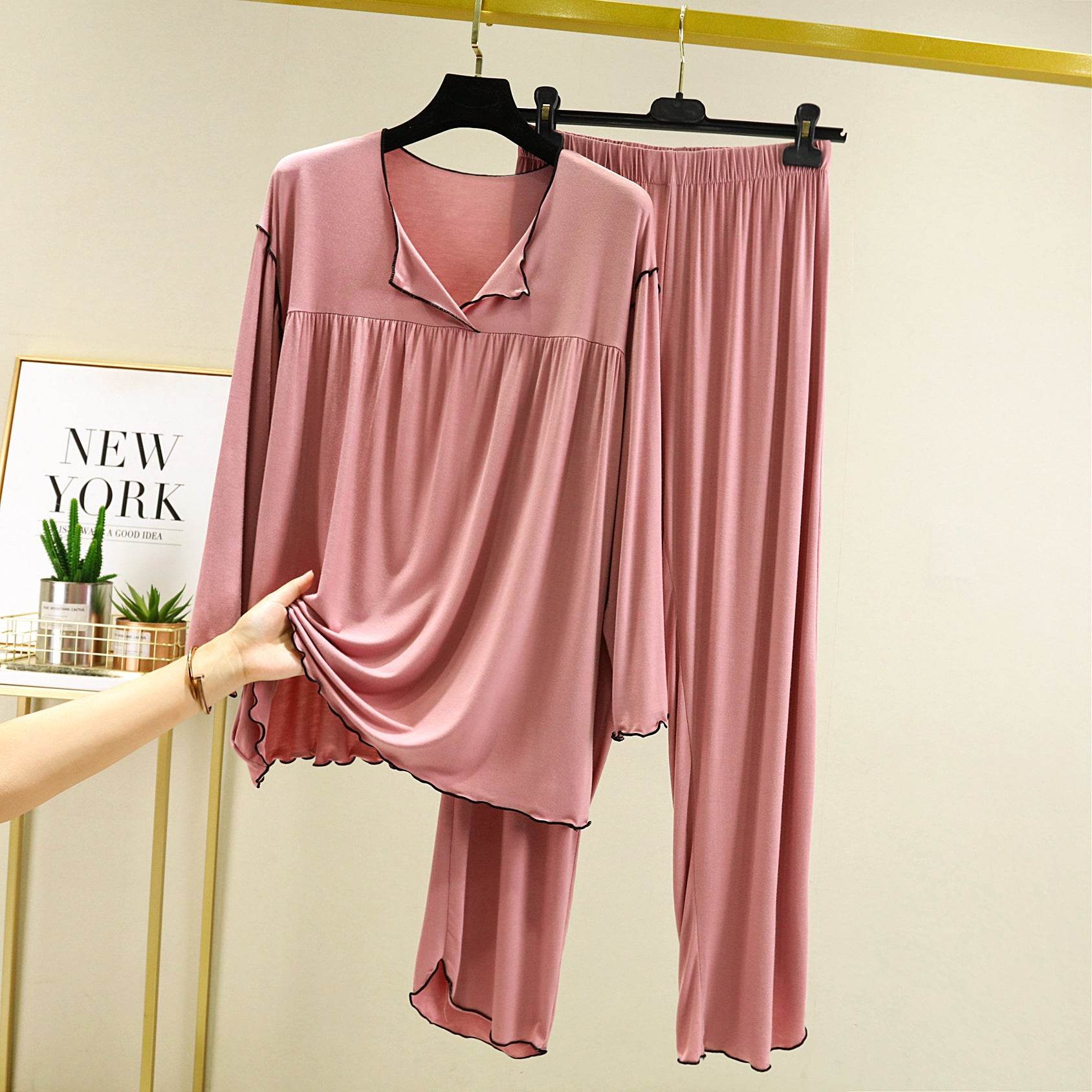 Fashion Long Sleeve Straight Pants Loungewear Set - Mubimart