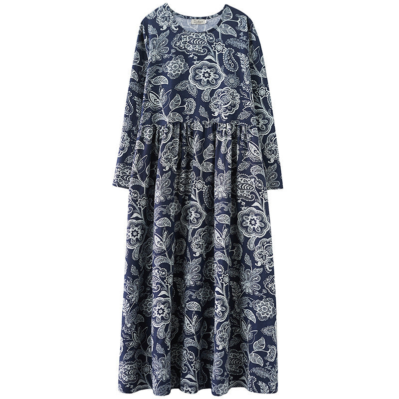 Plus Size Oversized Print Long-sleeve Dress Women - Mubimart -  