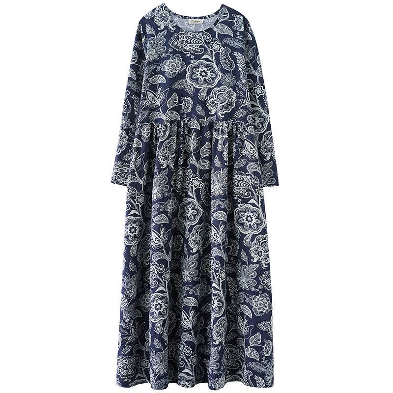 Plus Size Oversized Print Long-sleeve Dress Women - Mubimart
