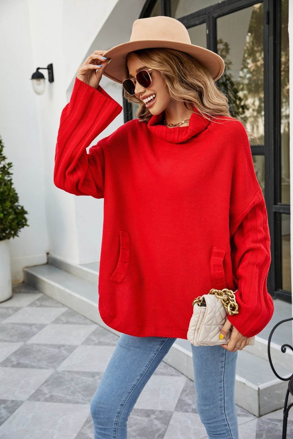 New Solid Color Pullover Knitwear Women's Loose Plus Size Turtleneck Sweater - Mubimart