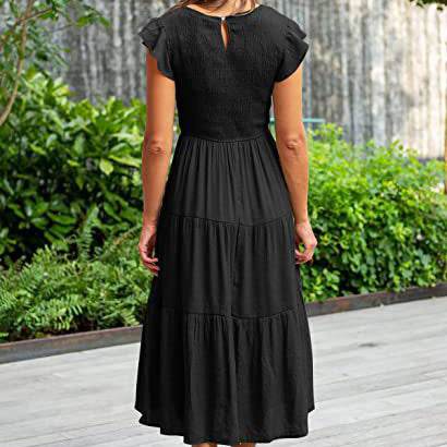 Bohemian Midi Short Sleeve Dress - Mubimart
