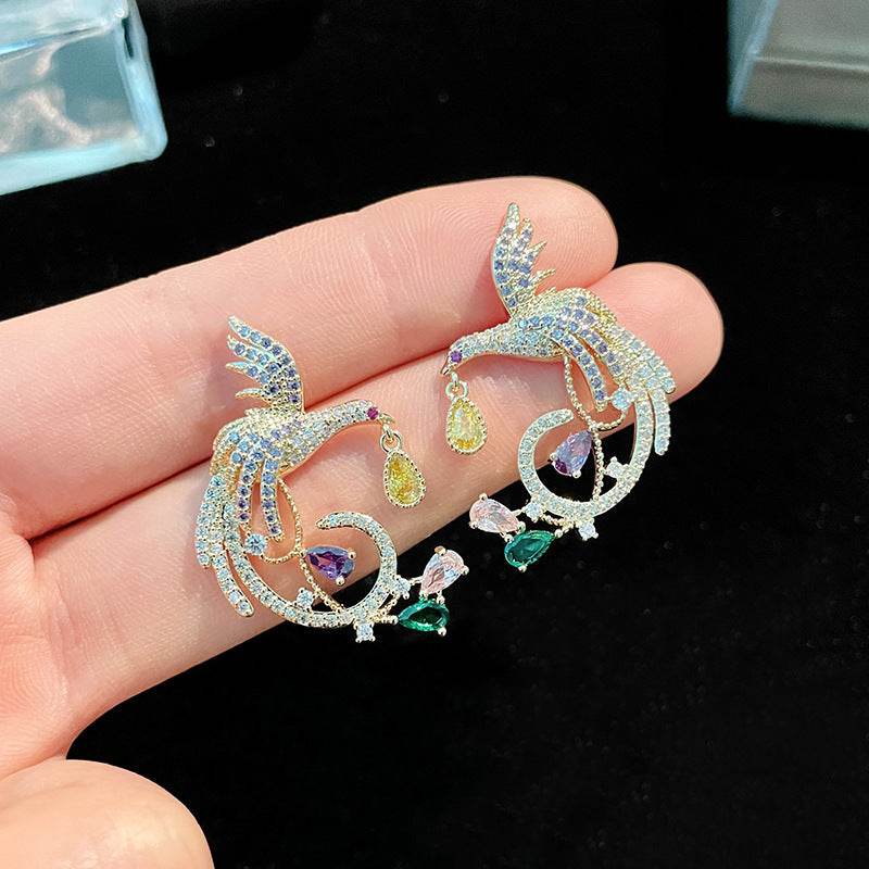 Coloured Zirconia Stud Earrings For Women - Mubimart