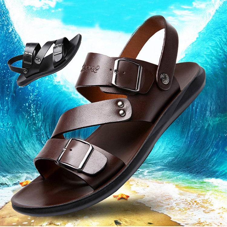 Sandals Men Casual Comfortable Barefoot Buckle Shoes - Mubimart