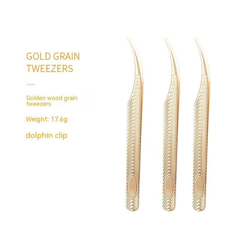 Stainless Steel Eyelash Flowering Tweezers Golden Grafting Eyelash Tweezers - Mubimart