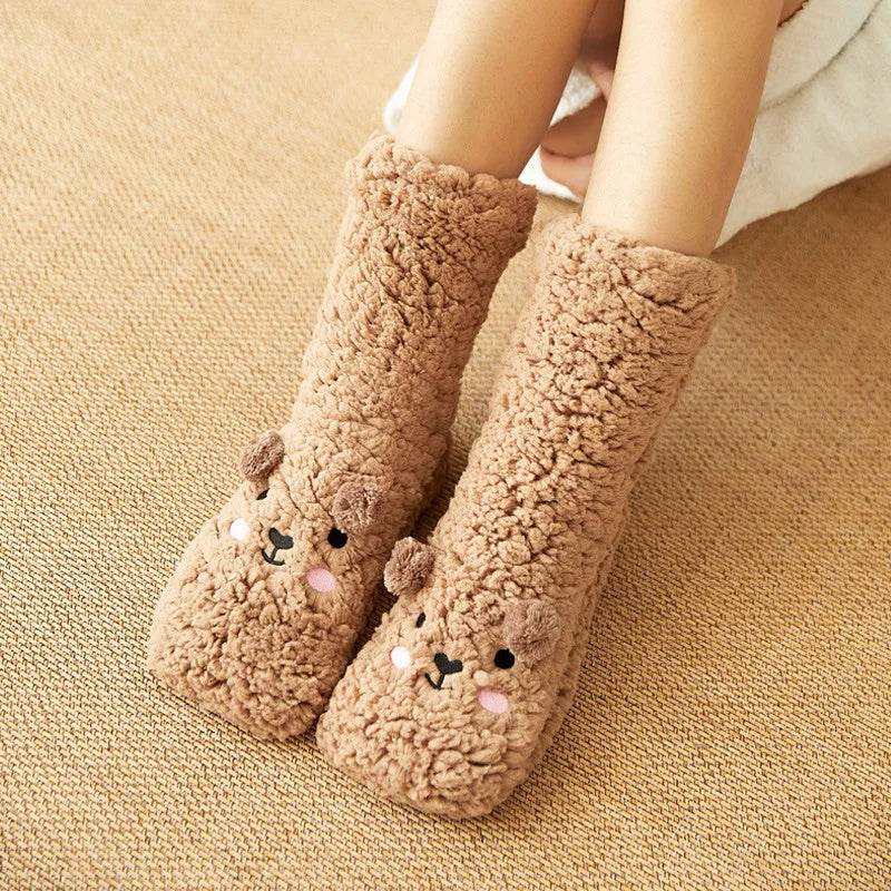 Cartoon Floor Winter Thick Polyester Fleece Fluffy Microfiber Women Fuzzy Socks Funny Fuzzy Dog Slipper Socks For Women Cute Fluffy Thick Warm Winter Socks Microfiber Soft Home Socks Christmas Gift - Mubimart