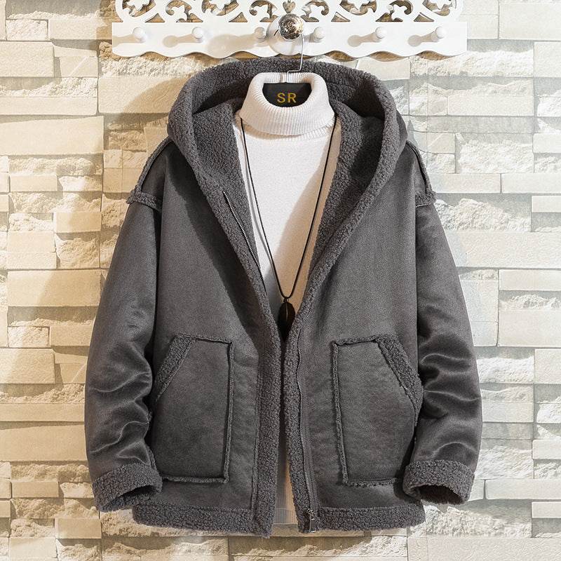 Men's Fur Fleece Thickened Grain Fleece Jacket - Mubimart