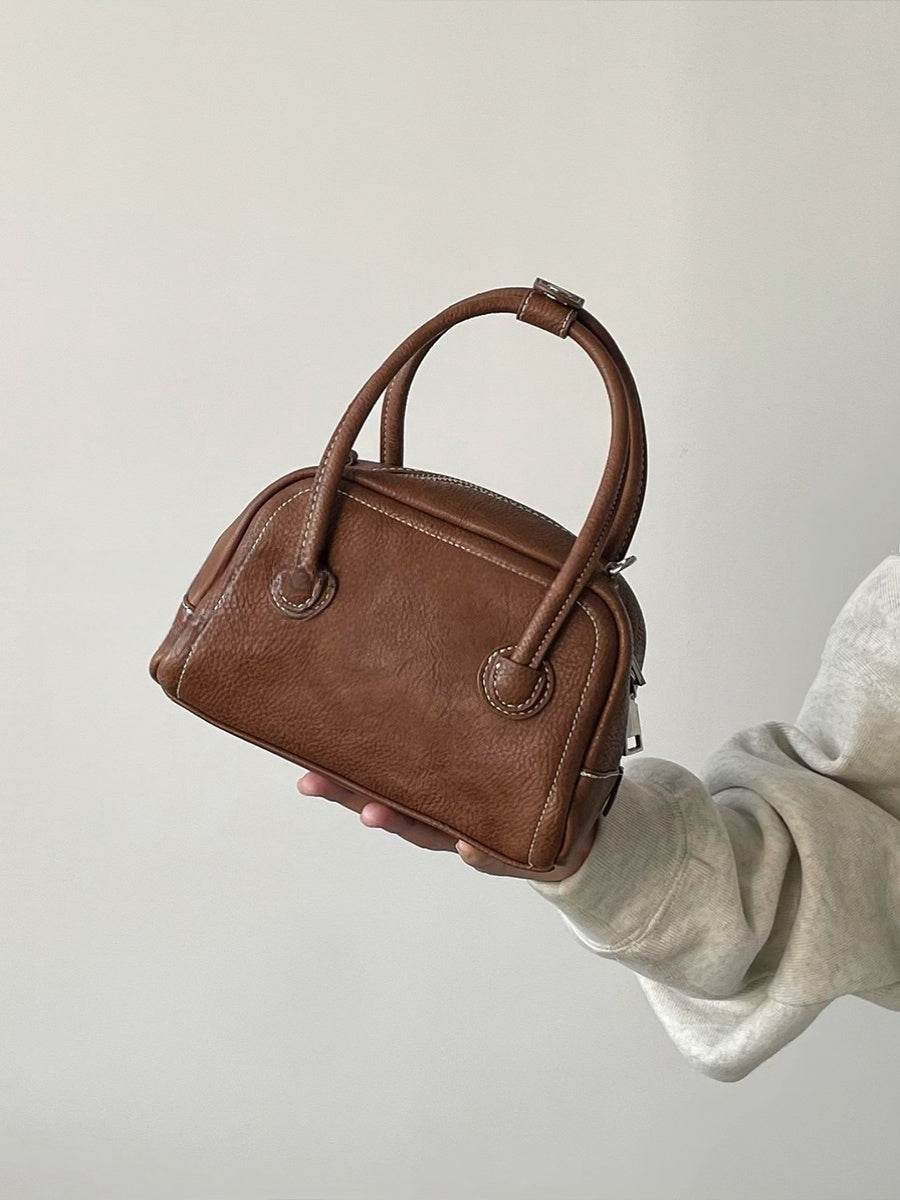 Korean Style Niche Maillard Bowling Versatile Casual Ins Handbag Crossbody Bag Women - Mubimart