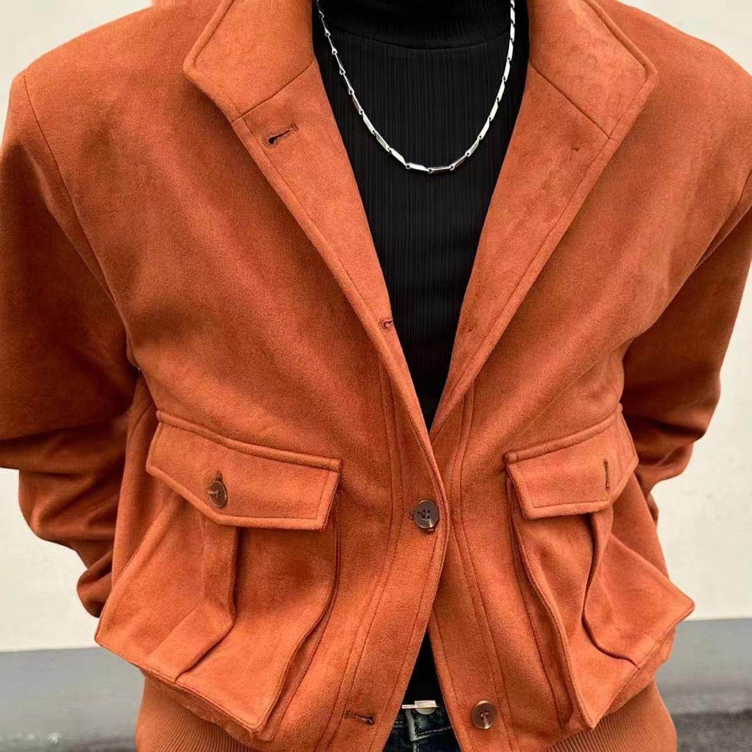 Vintage Bomber Jacket For Men Suede - Mubimart