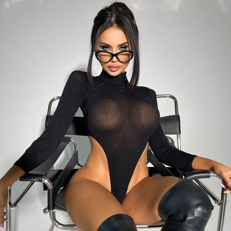 New Fashionable Fitted Long Sleeve Base Bodysuit Women - Mubimart