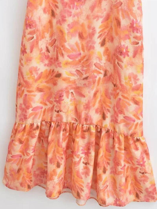Laminated Decoration Midi Skirt Dress - Mubimart