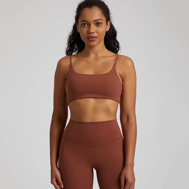 Candy Color Nude Feel Workout Bra Sports Quick-drying Workout Top - Mubimart