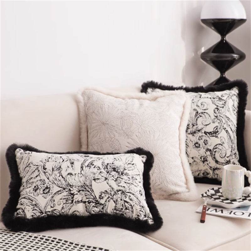 Jacquard Pillow Cover Lumbar Support Pillow - Mubimart