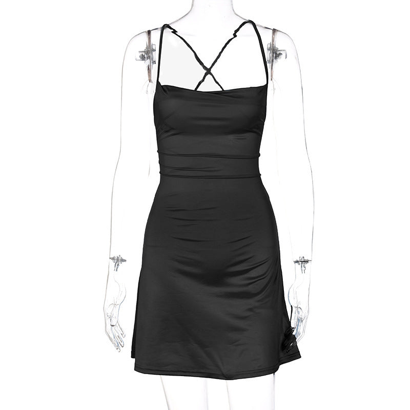 Women's Fashion Lace Up Slip Dress - Mubimart -  