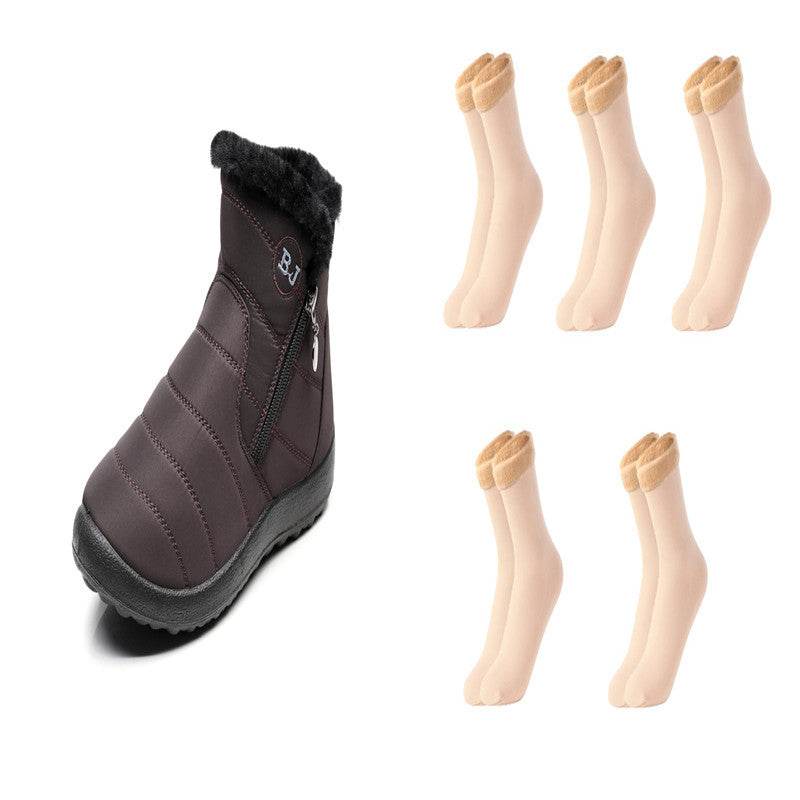 Side Zipper Mid-calf Widened Waterproof Plus Size Snow Boots - Mubimart