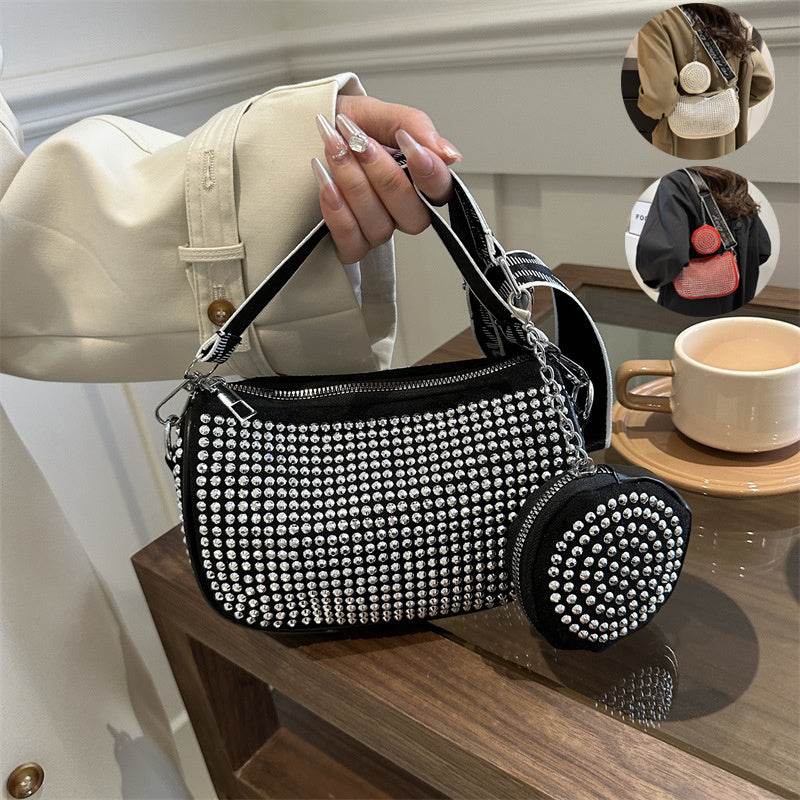 Rhinestone Shoulder Bag With Small Purse Fashion Party Underarm Crossbody Bag For Women Luxury Designer Bags - Mubimart