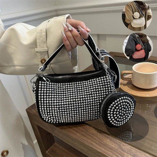 Rhinestone Shoulder Bag With Small Purse Fashion Party Underarm Crossbody Bag For Women Luxury Designer Bags - Mubimart