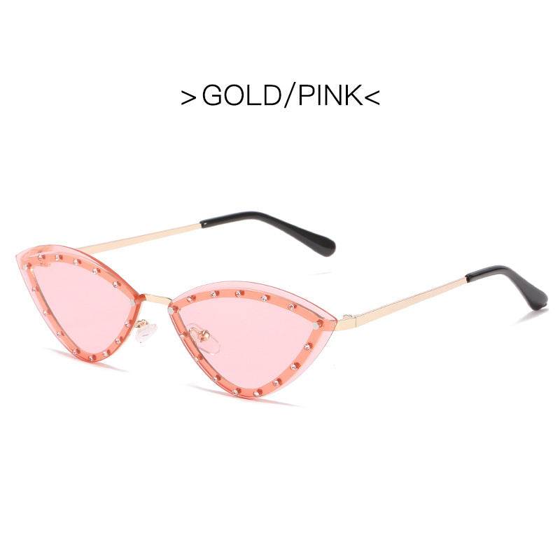 New Women's Fashion Cat Eye Round Triangle Sunglasses Frameless - Mubimart