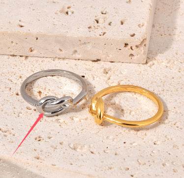 Knotted Heart Knot Titanium Steel Hipster Men And Women Neutral Tail Ring - Mubimart