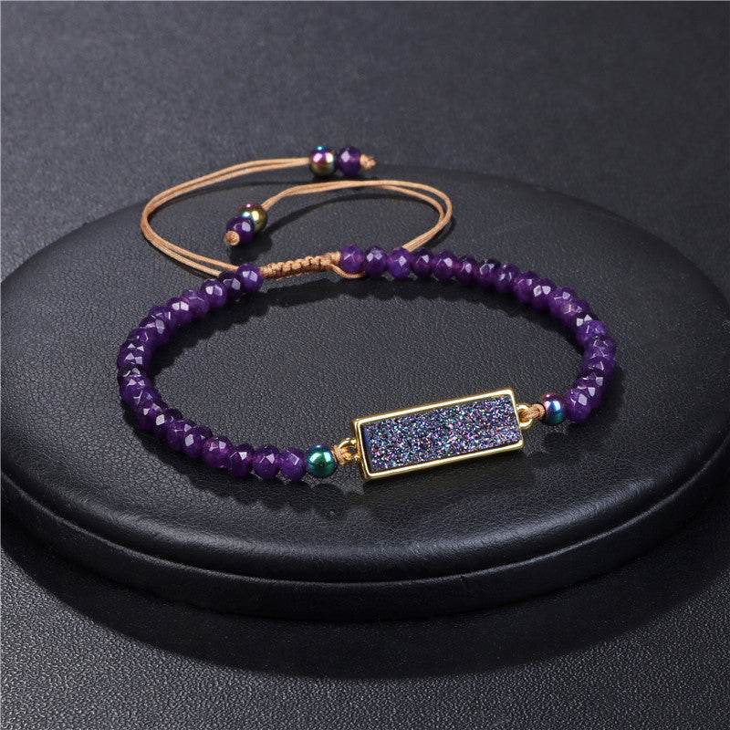 Natural Stone Woven Bracelet Mixed Shape Beads Bracelet Quartz Adjustable Rope Bracelets For Men Women Charm Fashion Jewelry - Mubimart