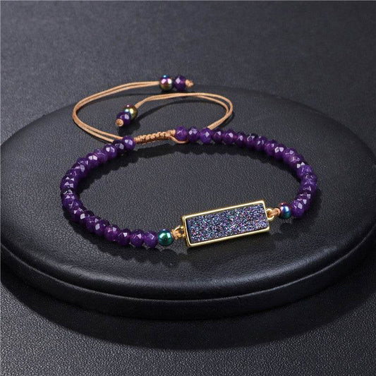 Natural Stone Woven Bracelet Mixed Shape Beads Bracelet Quartz Adjustable Rope Bracelets For Men Women Charm Fashion Jewelry - Mubimart