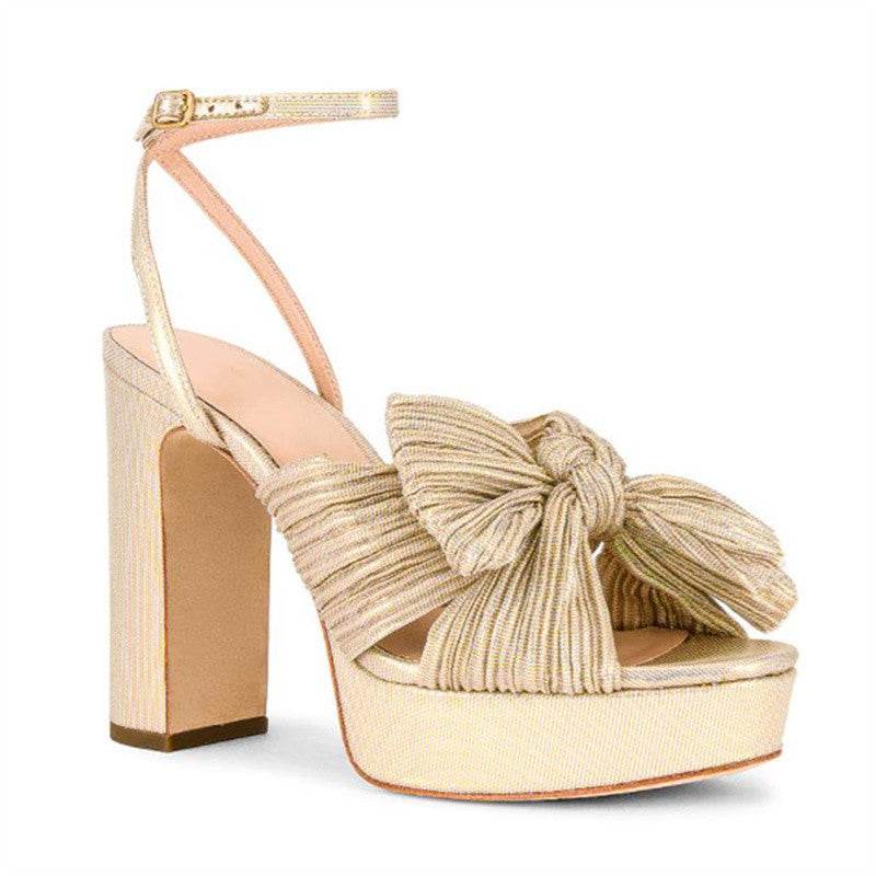 Women's Platform High Heels Fashion Bowknot Sandals - Mubimart