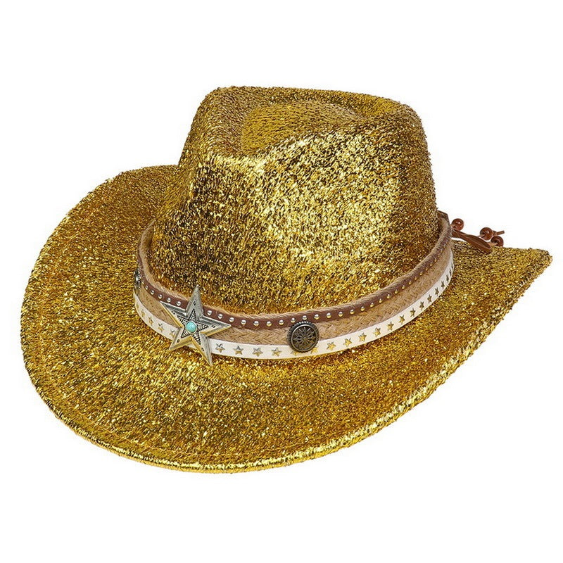 Festival Party Versammlung Silber Western Denim Fedora Hut Filz