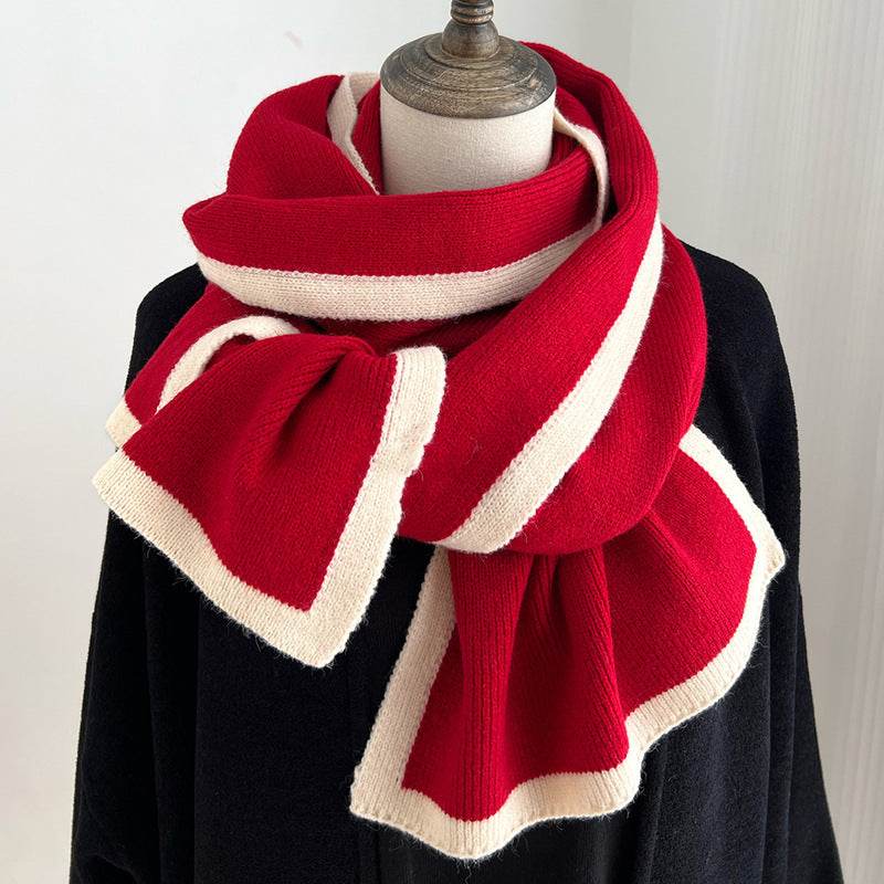 Color Matching Scarf Knitted Wool Scarf - Mubimart