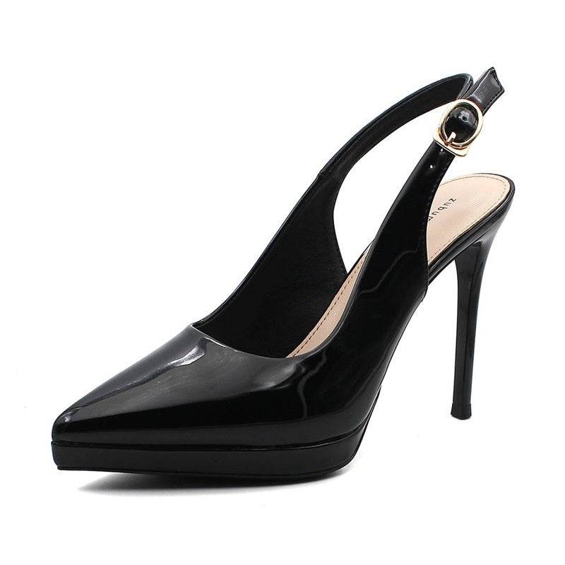 Pointed-toe Stiletto Shoes Sexy Super High Heel Toe Cap Slingback Sandals - Mubimart