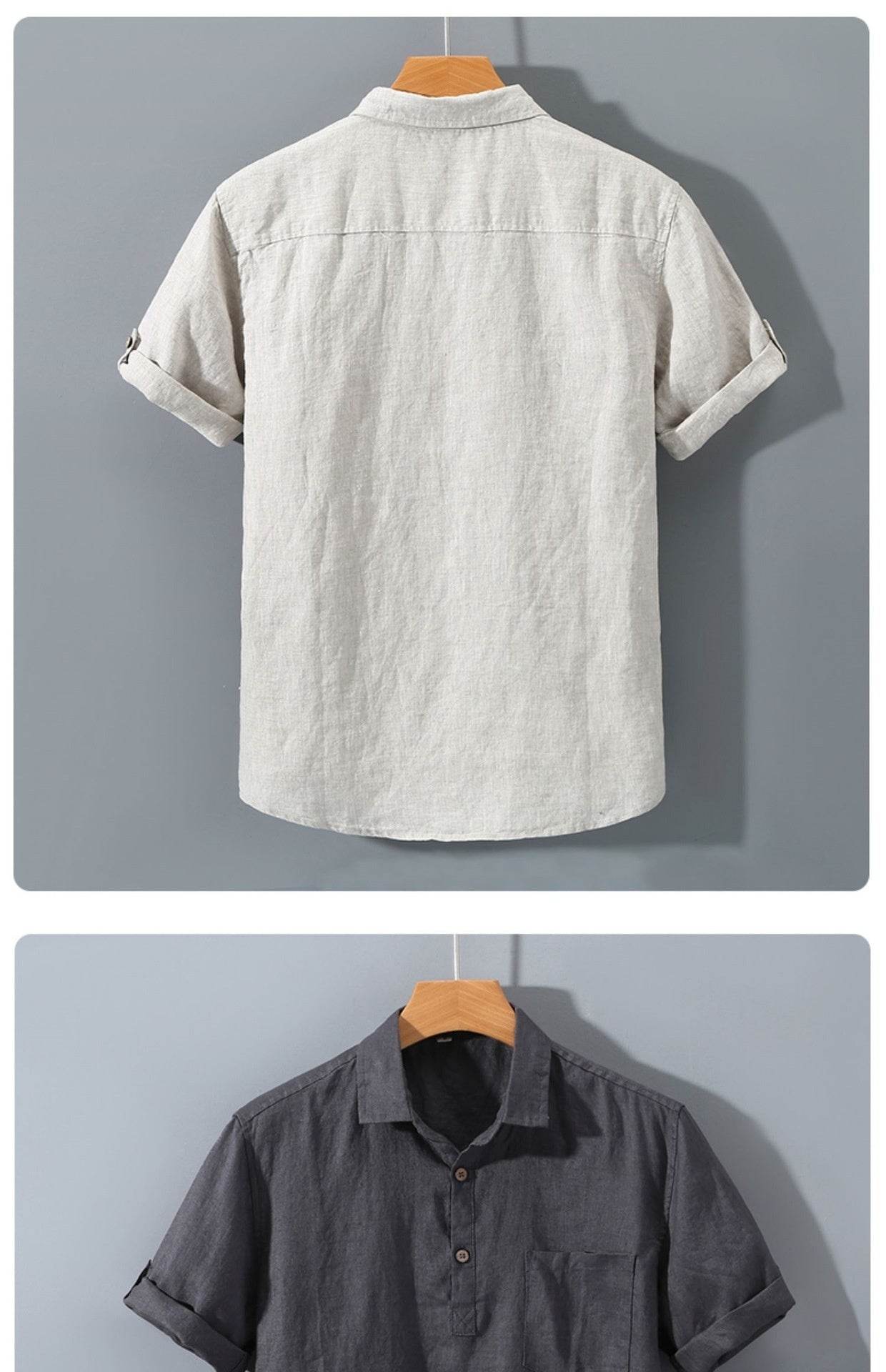 Pure Linen Casual Yarn-dyed Fabric Full Linen Shirt - Mubimart