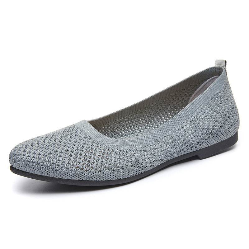Solid Color Pointed Toe Flat Bottom Flat Heel Soft Bottom Pumps - Mubimart