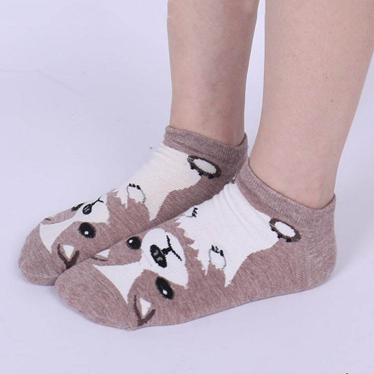 Socks Europe, America, Japan And South Korea Cartoon Straight Dog Invisible Low Cut Socks Cotton Comfortable Personality Socks For Women - Mubimart