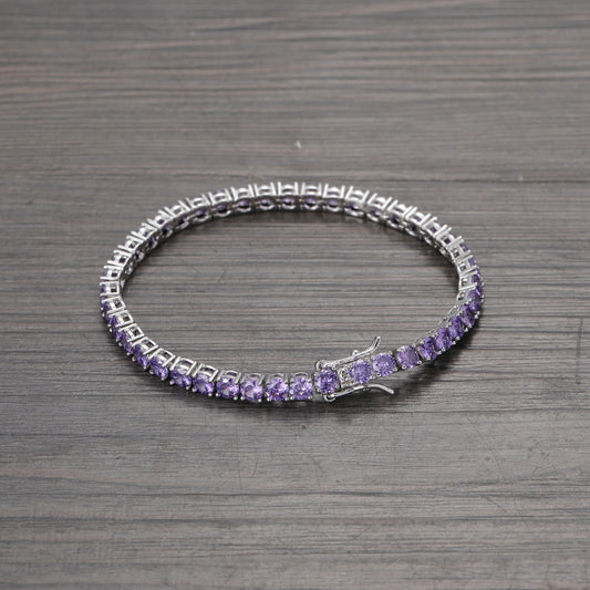 Purple Zirconium Single Row Copper Tennis Bracelet