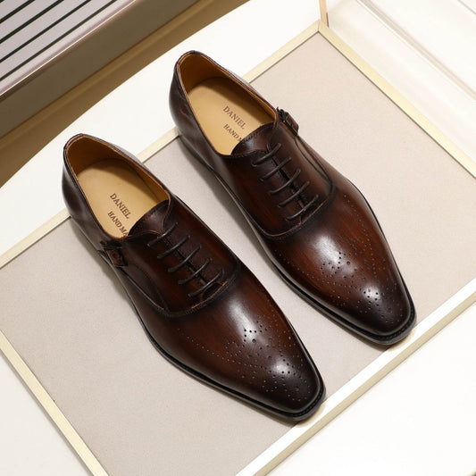 Men's Business Oxford Leather Shoes - Mubimart