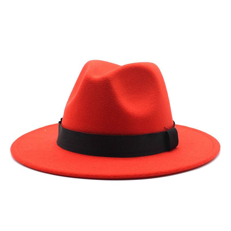 New Panama Flat Brim Fedora Hat Woolen Hat Men's And Women's Hats - Mubimart
