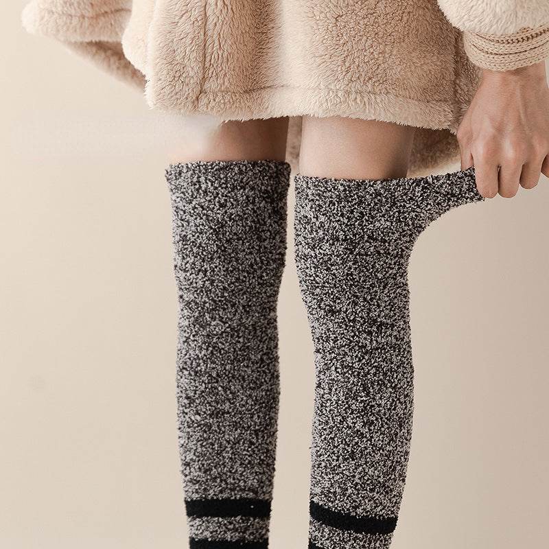 Coral Fleece Socks Men's Knee High Socks Plush Thick Socks - Mubimart