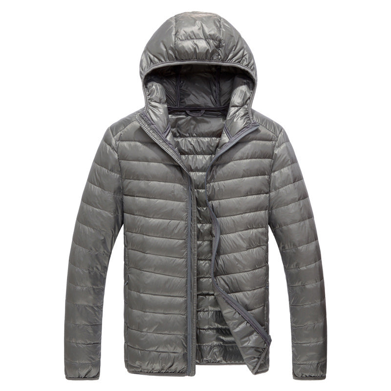 Mens Duck Down Hooded Jacket Winter Ultralight Bubble Coat Puffer Slim Fit