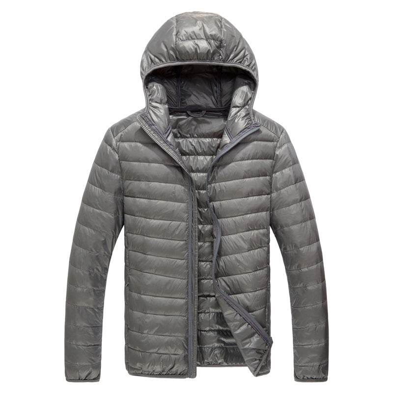 Mens Duck Down Hooded Jacket Winter Ultralight Bubble Coat Puffer Slim Fit - Mubimart