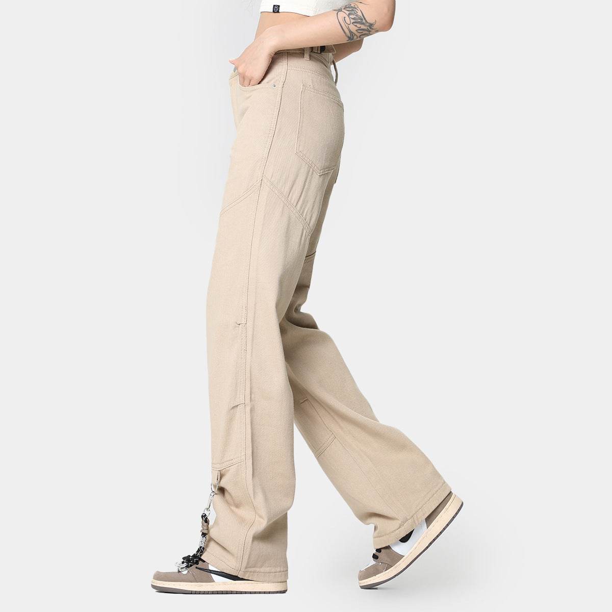 Narrow Design For Men And Women Straight Cargo Pants - Mubimart