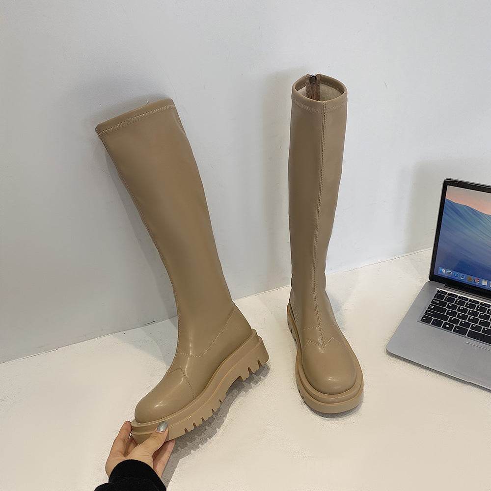 Retro All-match Slim And Tall Boots - Mubimart