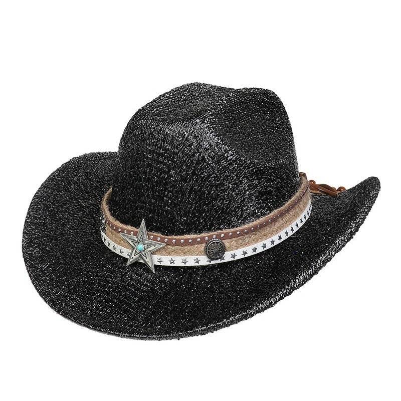 Festival Party Gathering Silver Western Denim Fedora Hat Felt - Mubimart