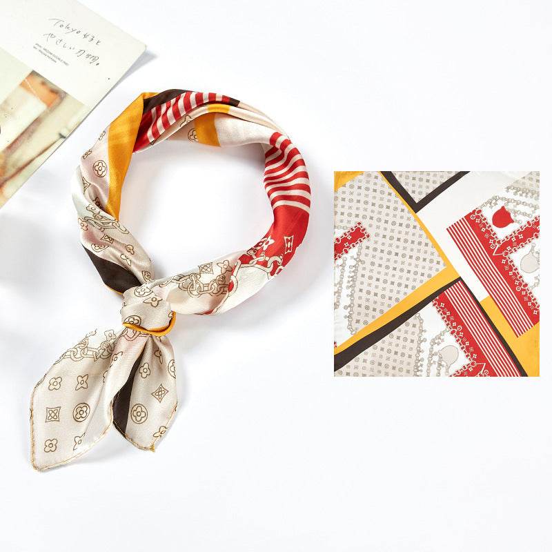 New Simulated Silk Satin Printed Scarves - Mubimart